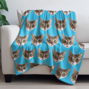Funny Personalized Cat Face Fleece Blanket Deken