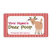 Funny Personalized Christmas Gift Reindeer Poop Etiket (Voorkant)