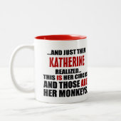 Funny Personalized Circus Monkeys Tweekleurige Koffiemok (Links)