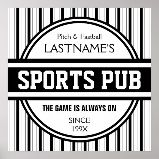Funny Personalized Custom Bar Sign Sports Pub Poster (Voorkant)