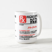 Funny Personalized Doctor Beer Prescription Koffiemok (Voorkant rechts)