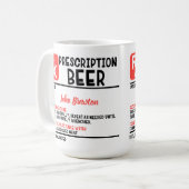 Funny Personalized Doctor Beer Prescription Koffiemok (Voorkant links)