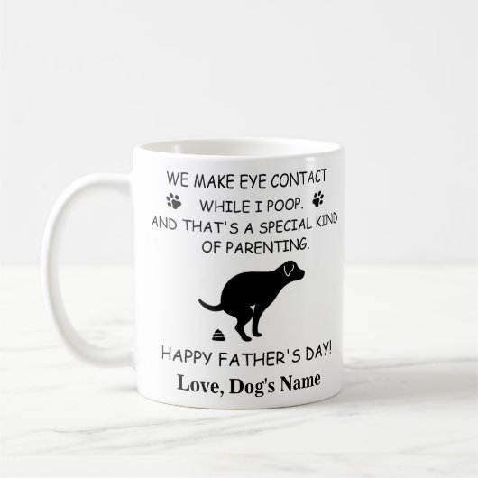 Funny Personalized Dog Dad, Dog Poop Vaderdag Koffiemok (Links)