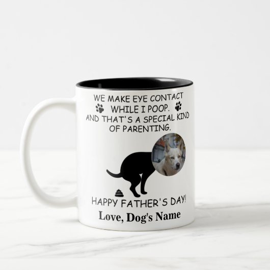 Funny Personalized Dog Dad, Dog Poop Vaderdag Tweekleurige Koffiemok (Links)