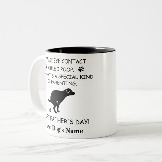 Funny Personalized Dog Dad, Dog Poop Vaderdag Tweekleurige Koffiemok (Voorkant links)