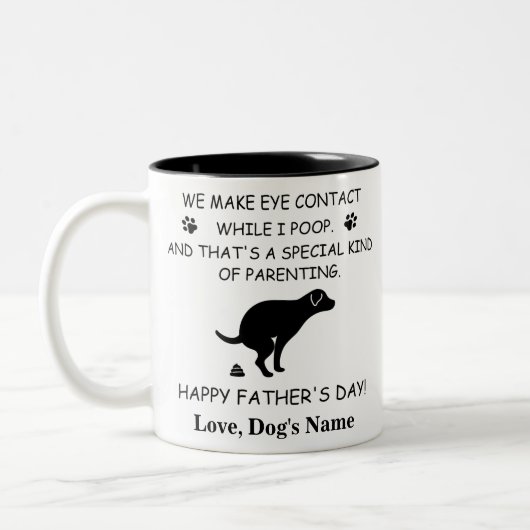 Funny Personalized Dog Dad, Dog Poop Vaderdag Tweekleurige Koffiemok (Links)