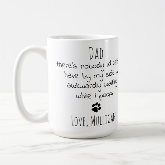Funny Personalized Dog Dad Pet Photo Vaderdag Koffiemok (Links)