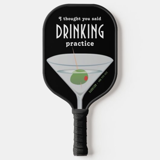 Funny Personalized Drink Martini Pickleball Paddle (Voorkant)