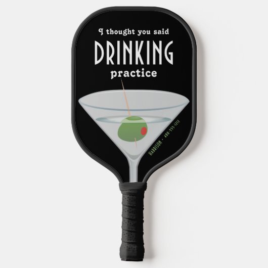 Funny Personalized Drink Martini Pickleball Paddle (Achterkant)