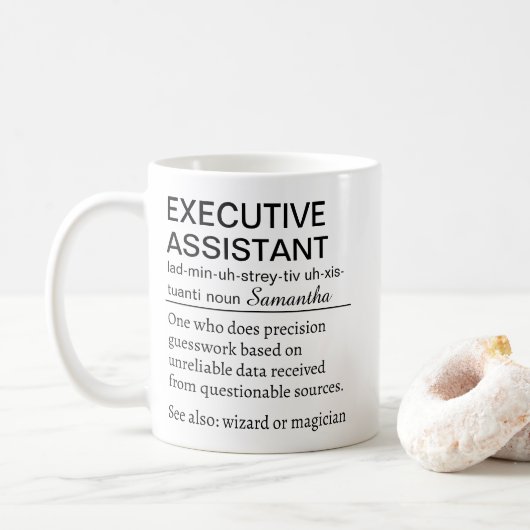 Funny Personalized Executive Assistant Definition  Koffiemok (Met donut)