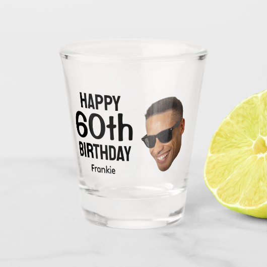 Funny Personalized Face Photo Men 60th Birthday Shot Glas (Voorkant)