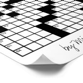 Funny Personalized Game Black and White Crossword Poster (Hoek)