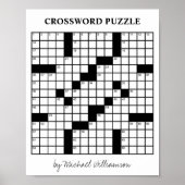Funny Personalized Game Black and White Crossword Poster (Voorkant)