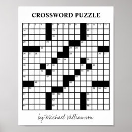 Funny Personalized Game Black and White Crossword Poster