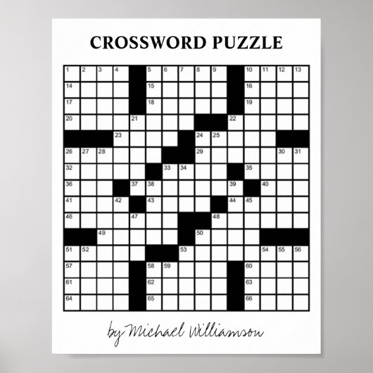 Funny Personalized Game Black and White Crossword Poster (Voorkant)