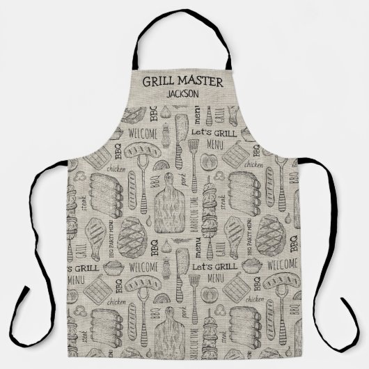 Funny Personalized Grill Chef BBQ Barbecue Master Schort (Voorkant)