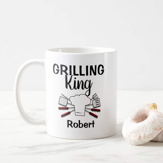 Funny Personalized Grilling King Koffiemok (Met donut)