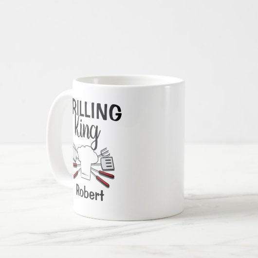 Funny Personalized Grilling King Koffiemok (Voorkant links)