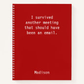 Funny Personalized I Survived Kantoor Meeting Notitieboek (Voorkant)