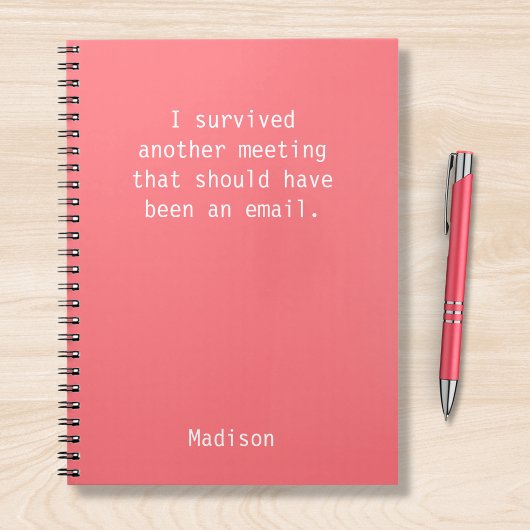 Funny Personalized I Survived Kantoor Meeting Notitieboek