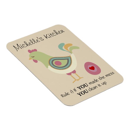 Funny Personalized Kitchen Rule Chicken Magneet (Rechterzijde)