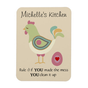 Funny Personalized Kitchen Rule Chicken Magneet