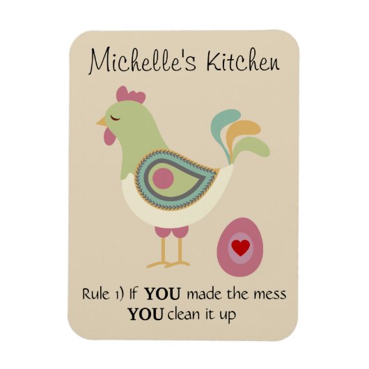 Funny Personalized Kitchen Rule Chicken Magneet (Verticaal)