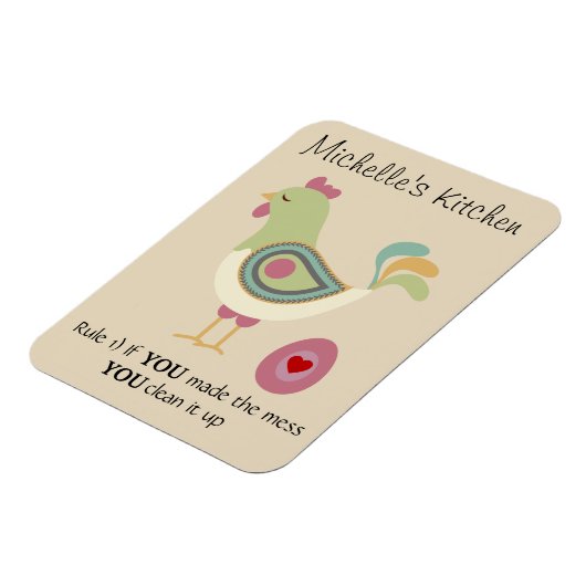 Funny Personalized Kitchen Rule Chicken Magneet (Linkerzijde)