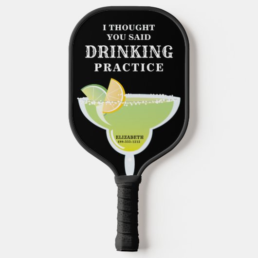 Funny Personalized Margarita Drink Pickleball Paddle (Achterkant)