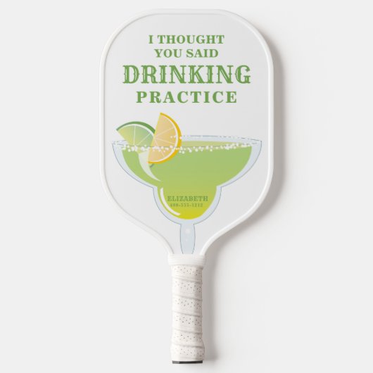 Funny Personalized Margarita Green and White Pickleball Paddle (Voorkant)