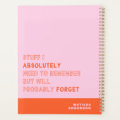 Funny Personalized Modern Pink Orange Custom Name Planner (Achterkant)