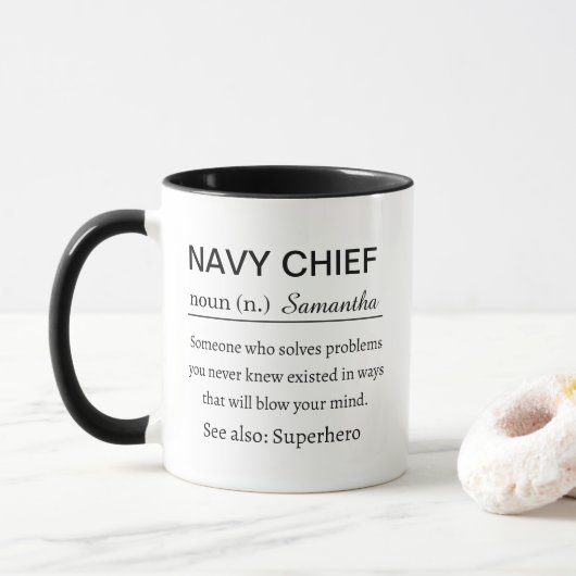 Funny Personalized Navy Chief Definition Mok (Met donut)
