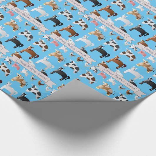 Funny Personalized Old MacDonald's Boerderij Cadeaupapier (Hoek)