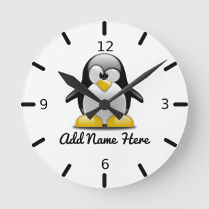Funny Personalized Penguin Ronde Klok
