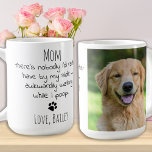 Funny Personalized Pet Photo Dog Mam Koffiemok<br><div class="desc">Verrassend de Dog Mam deze Moederdag, haar verjaardag of elke gelegenheid met deze super schattige en grappige mok van haar hond. "Mam... Er is niemand die ik liever aan mijn kant zou hebben, onhandig wachtend terwijl ik poop!" Maakt een perfect cadeau van de hond! Personaliseer met de favoriete foto en...</div>