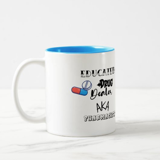 Funny Personalized Pharmacist gift Tweekleurige Koffiemok (Links)