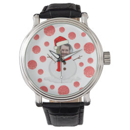 Funny Personalized Photo face snewman kerstmis Horloge