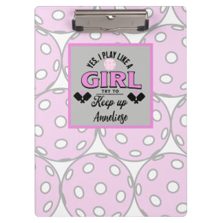 Funny Personalized Pickleball "Play Like A Girl" Klembord