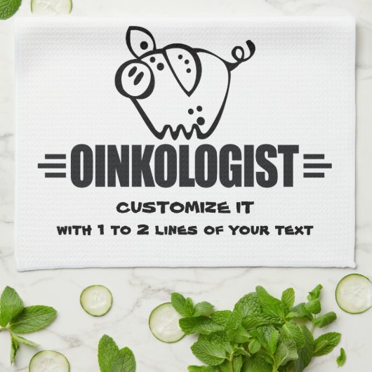 Funny Personalized Pig Theedoek (Gevouwen)