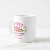 Funny Personalized Pink Floral Retirement Koffiemok (Voorkant links)