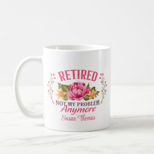 Funny Personalized Pink Floral Retirement Koffiemok (Links)