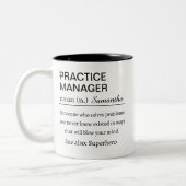 Funny Personalized Practice Manager Definition Tweekleurige Koffiemok (Links)