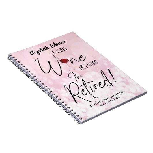 Funny Personalized Retirement Wine Notitieboek (Rechterzijde)