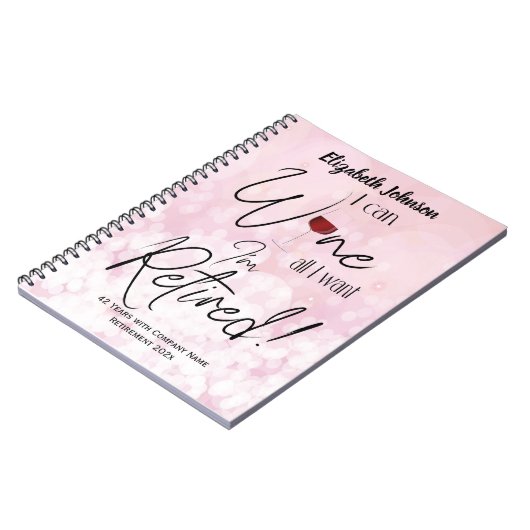 Funny Personalized Retirement Wine Notitieboek (Linkerzijde)