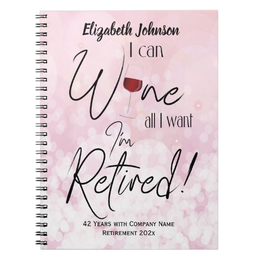 Funny Personalized Retirement Wine Notitieboek (Voorkant)