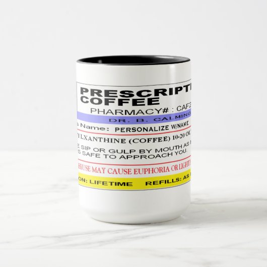 Funny Personalized Rx ETIKET - Voorschrijvingskoff Mok (Midden)