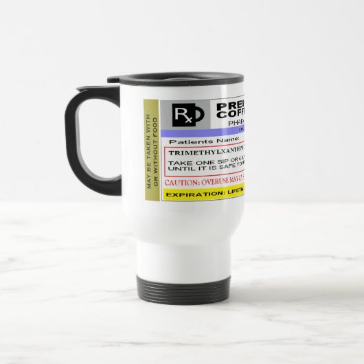 Funny Personalized Rx ETIKET - Voorschrijvingskoff Reisbeker (Links)