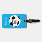 Funny Personalized Sport Voetbal Blue Bagagelabel (Voorkant horizontaal)