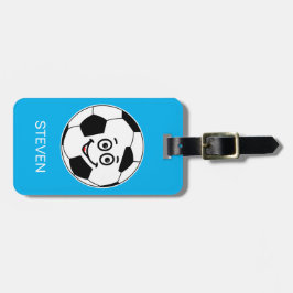 Funny Personalized Sport Voetbal Blue Bagagelabel