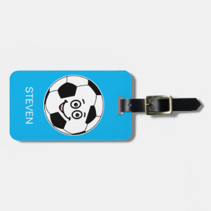 Funny Personalized Sport Voetbal Blue Bagagelabel
